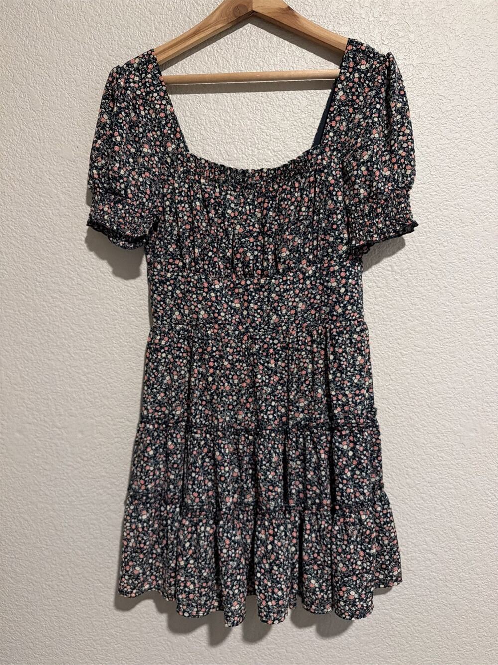 NEW Row A Navy Floral Dress Coastal Cowgirl Cottage Fairy Babydoll Feminine Sz M
